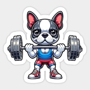 Boston Terrier Weightlifting Sticker